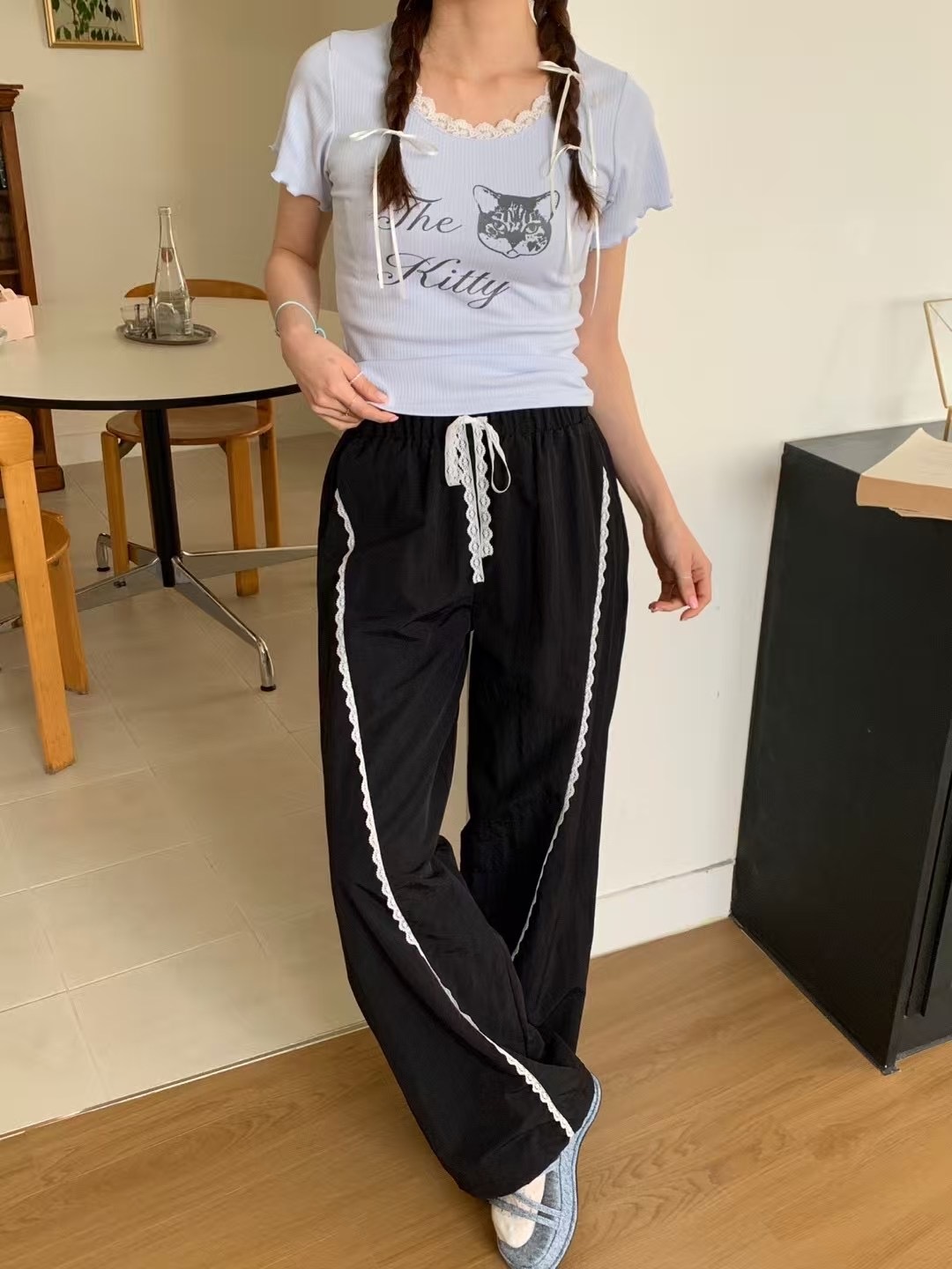 正韓𝜗𝜚蕾絲花邊邊刷刷褲