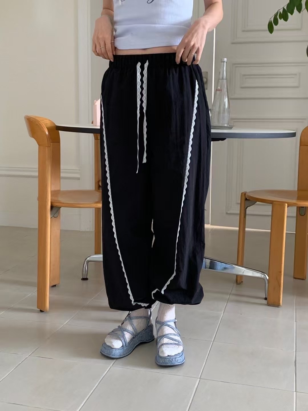 正韓𝜗𝜚蕾絲花邊邊刷刷褲