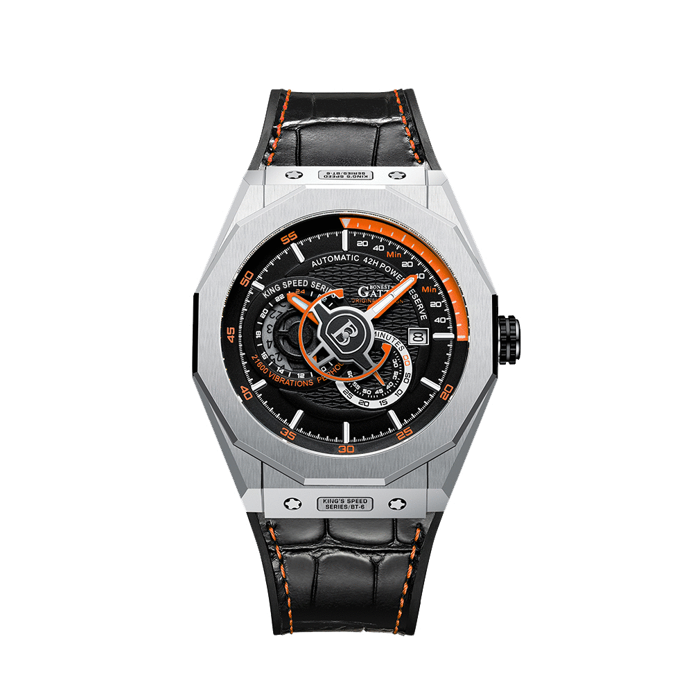 【Bonest Gatti 布加迪】 競速王者系列 BG8601-B 超跑奔馳 防水 全自動機械 真皮 手錶  -