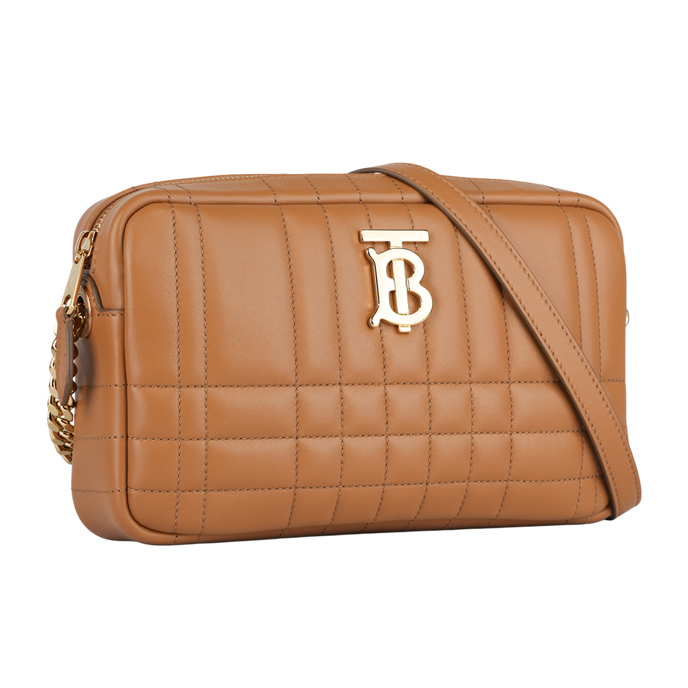 【BURBERRY】Lola 縫線小羊皮小款相機包(楓葉棕) 80904451