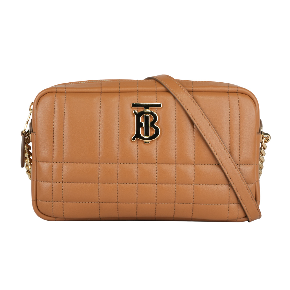 【BURBERRY】Lola 縫線小羊皮小款相機包(楓葉棕) 80904451
