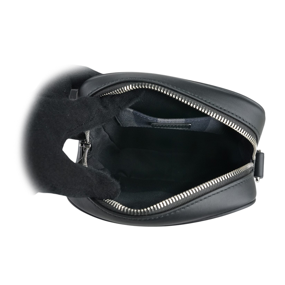 【BURBERRY】Paddy 格紋帆布及牛皮直式斜背包(海軍藍/灰色) 80840621