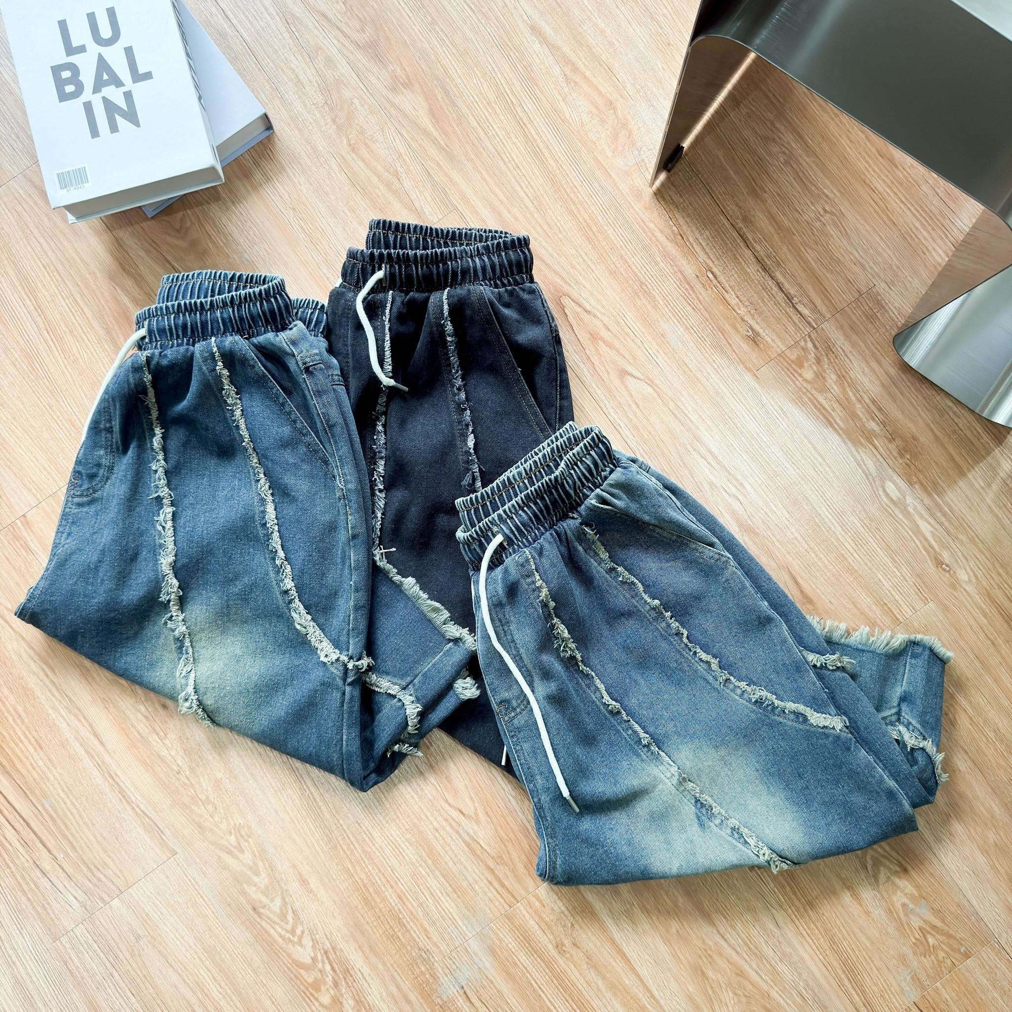 抽鬚造型牛仔七分褲 80864