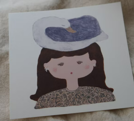 天鵝燙 正方形明信片｜森空  Mori Sora Handmade 臺灣