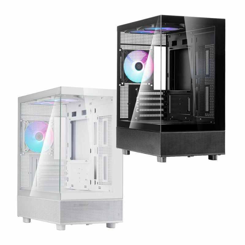 米特3C數位–SilverStone 銀欣 Lucid 4 270°全景視角Micro-ATX機箱 黑色/白色