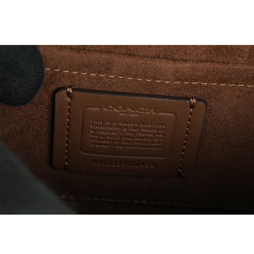 【COACH】Morgan 方形馬車標誌塗層帆布及皮革二用包(卡其色/磚紅色)CL462 IME7V