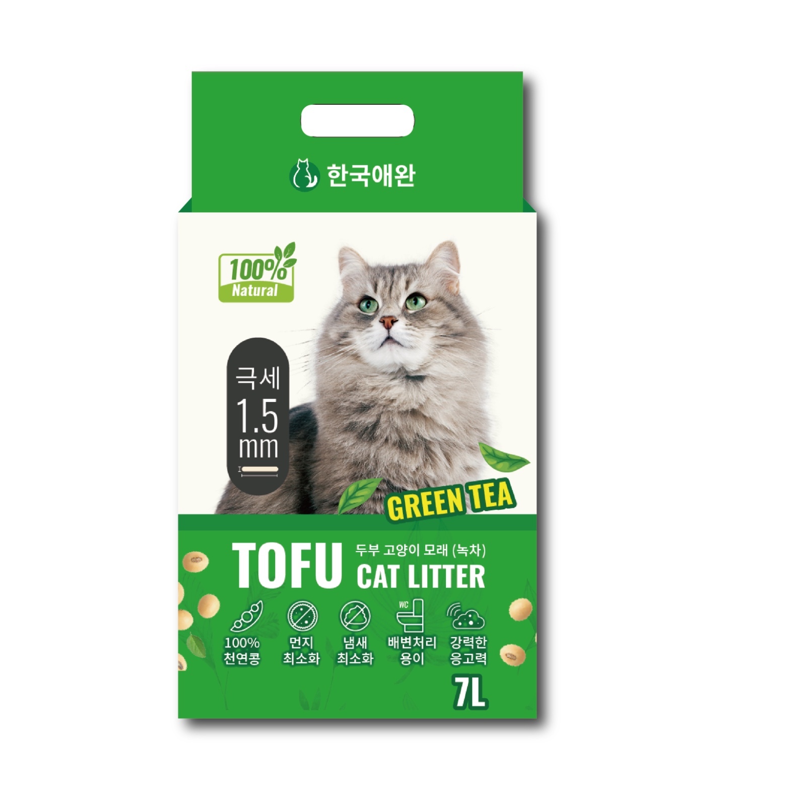 韓寵 《殿堂級》 極致除菌消臭 納米豆腐貓砂7L (綠茶)  (PTA-4842)