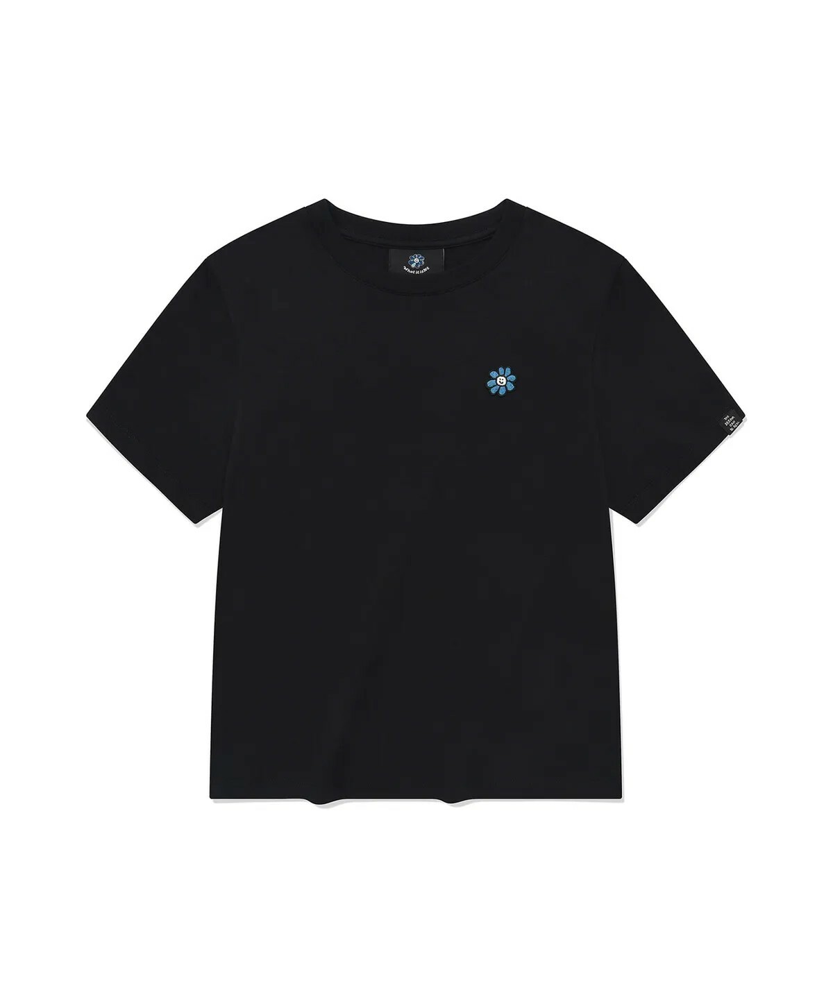 【OWN】What it isn't 短袖上衣 女版 花花 休閒 刺繡 黑色 MG2402ST79BK