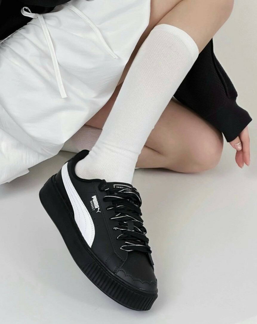 PUMA Mostro 板鞋 緞帶 花邊 小厚底 甜酷黑 404157-02