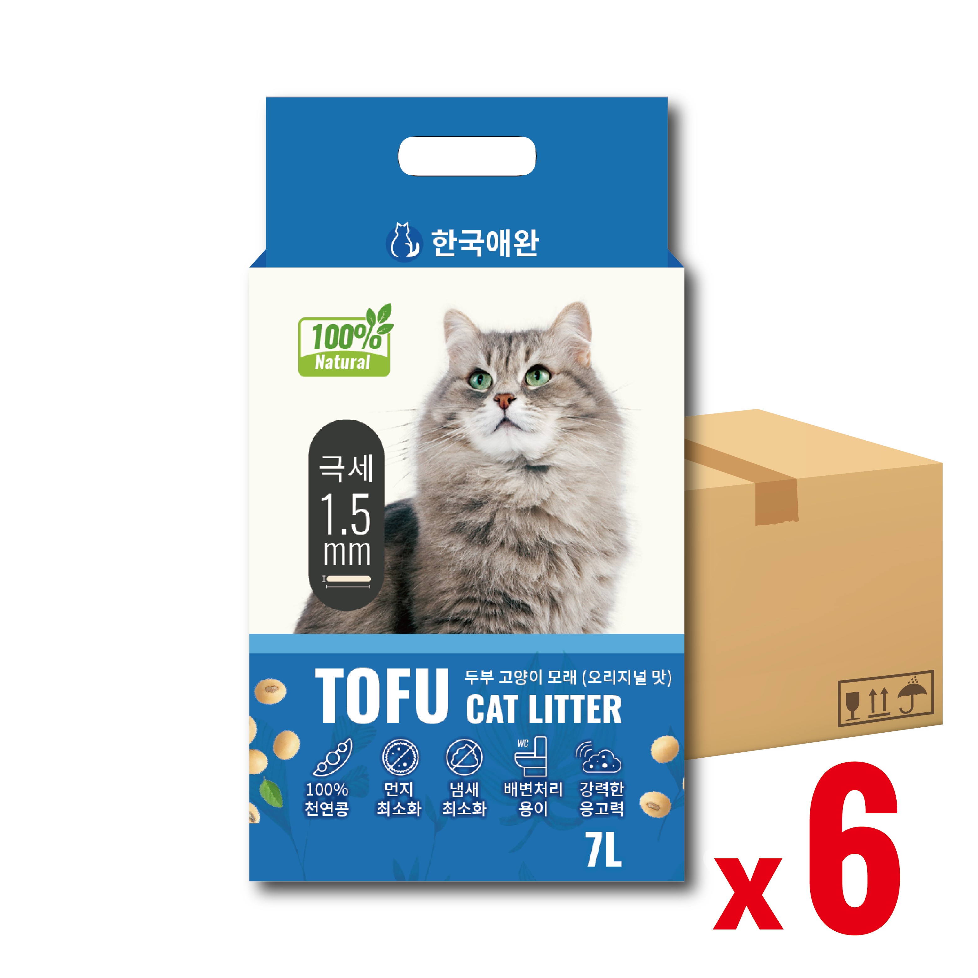 【原箱優惠】韓寵 |《殿堂級》 極致除菌消臭 納米豆腐貓砂7L (原味) (PTA-4828_6)