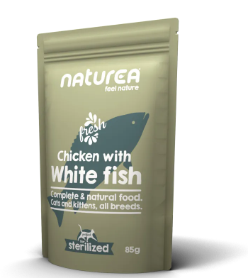 Naturea 濕糧 (貓用) – 雞肉及白魚肉85g (12包優惠)