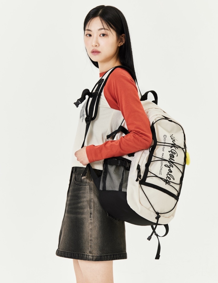 韓國 Mark Gonzales 小天使 小黃人 登山包 電腦包 後背包  黑色 / 奶油黃