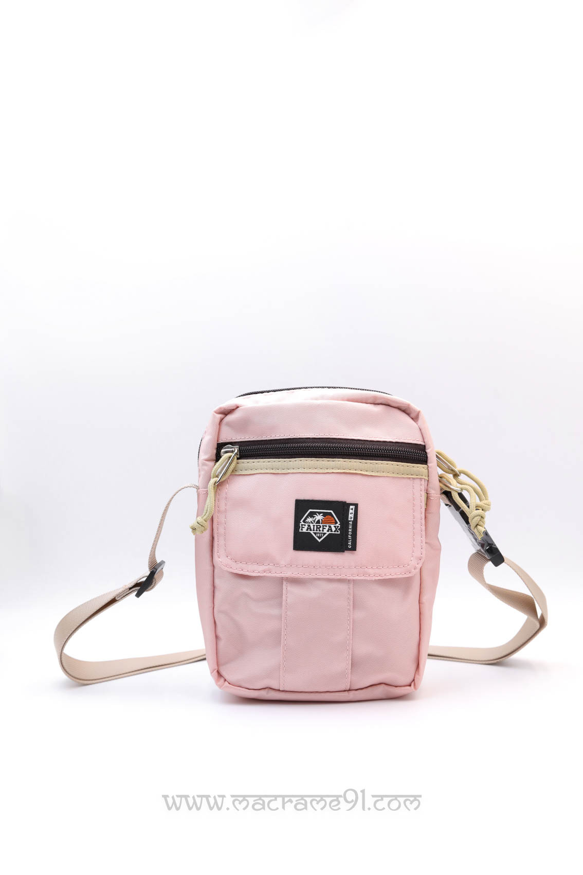Fairfax - FF5400 - 方形斜揹袋 - 淺粉色 x 米色 (0221)