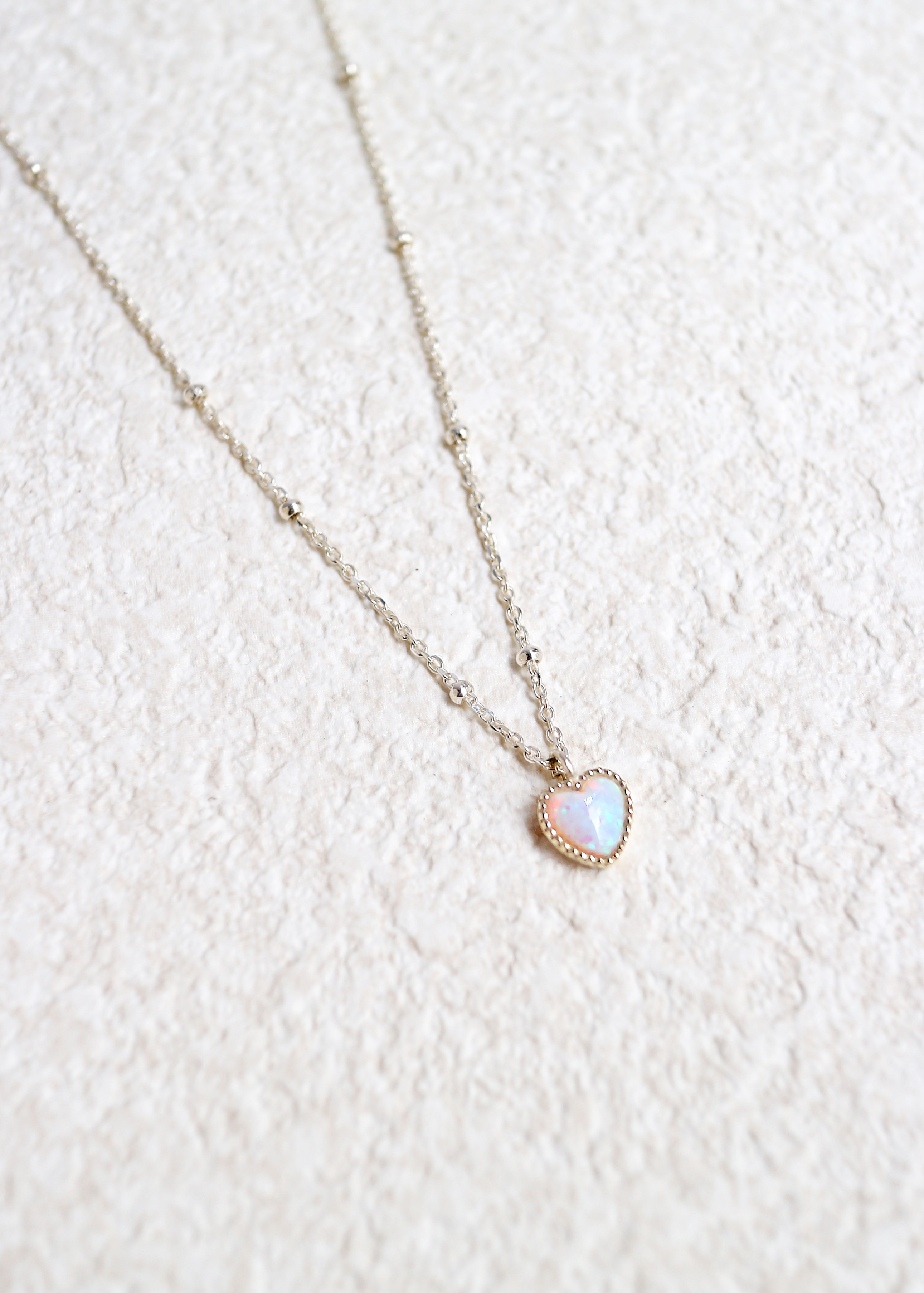 愛心歐泊石純銀 項鍊