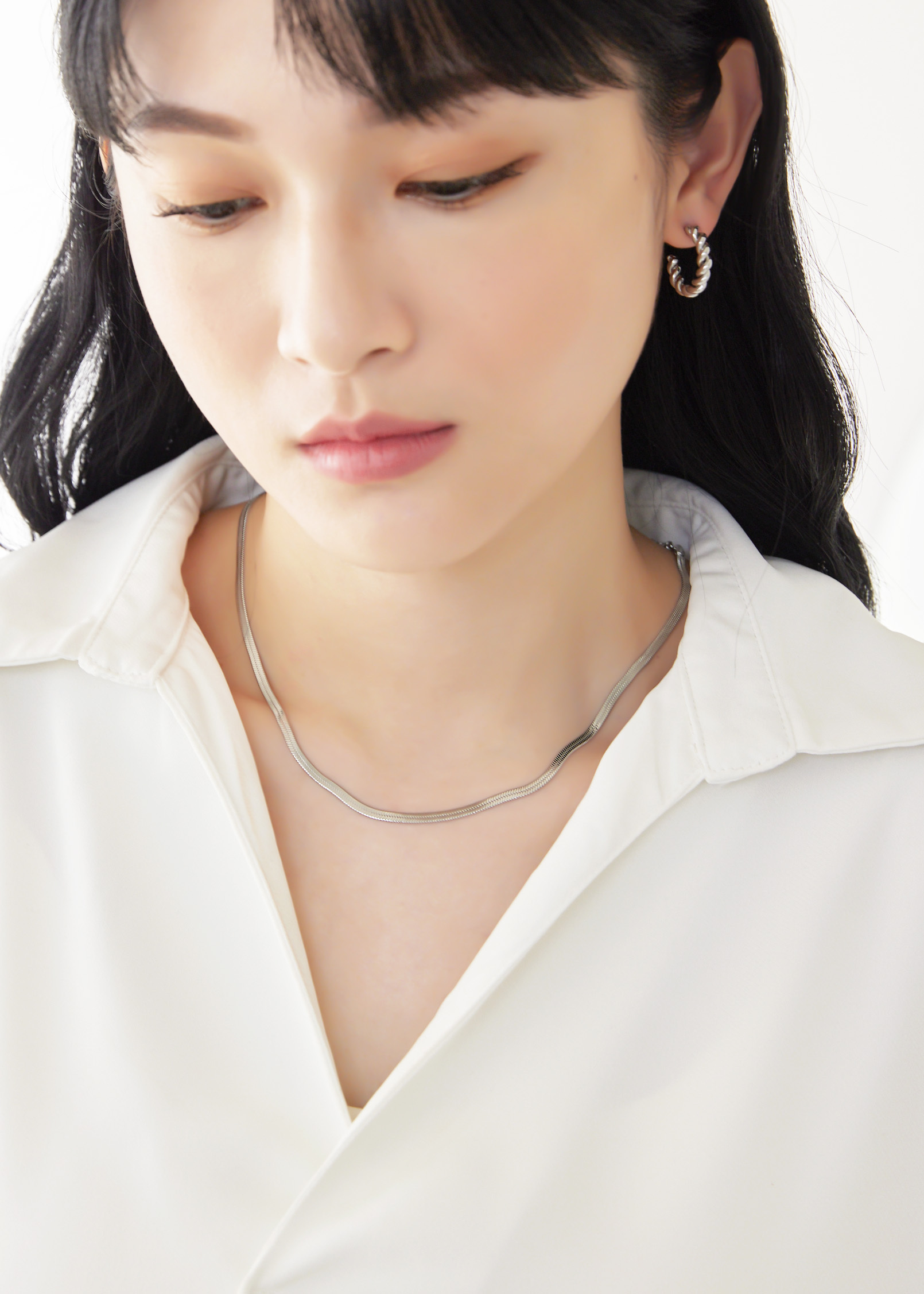 Eileen 醫療鋼蛇骨項鍊-3mm銀