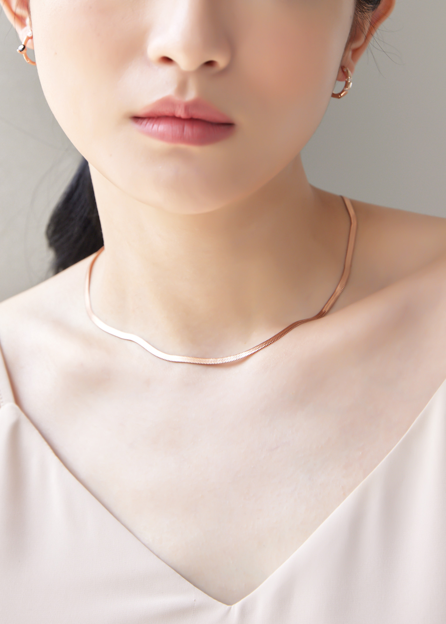 Eileen 醫療鋼蛇骨項鍊-3mm玫瑰金