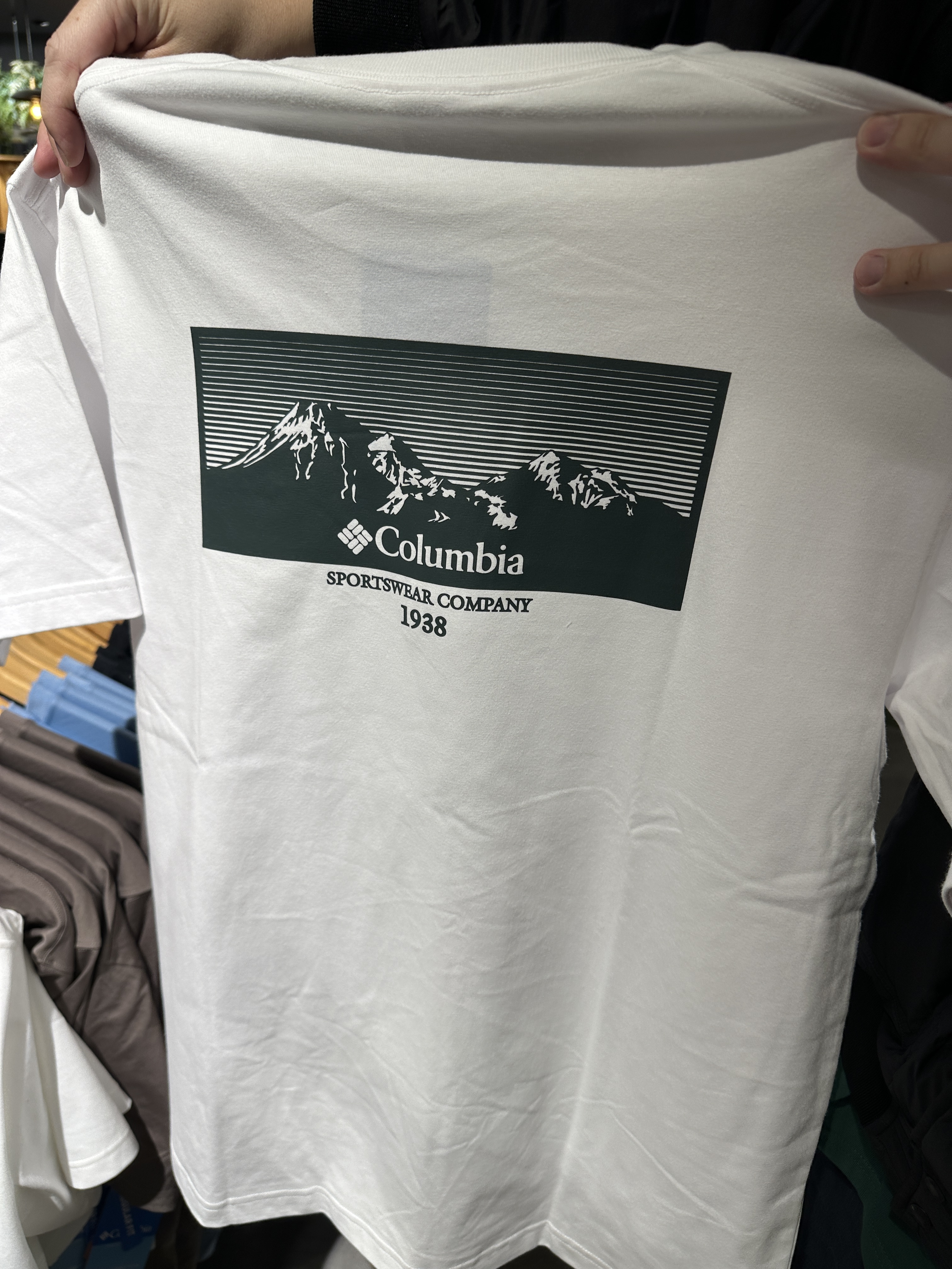 【現貨】Columbia 哥倫比亞 背後長型方塊山脈圖案 短tee PM0766