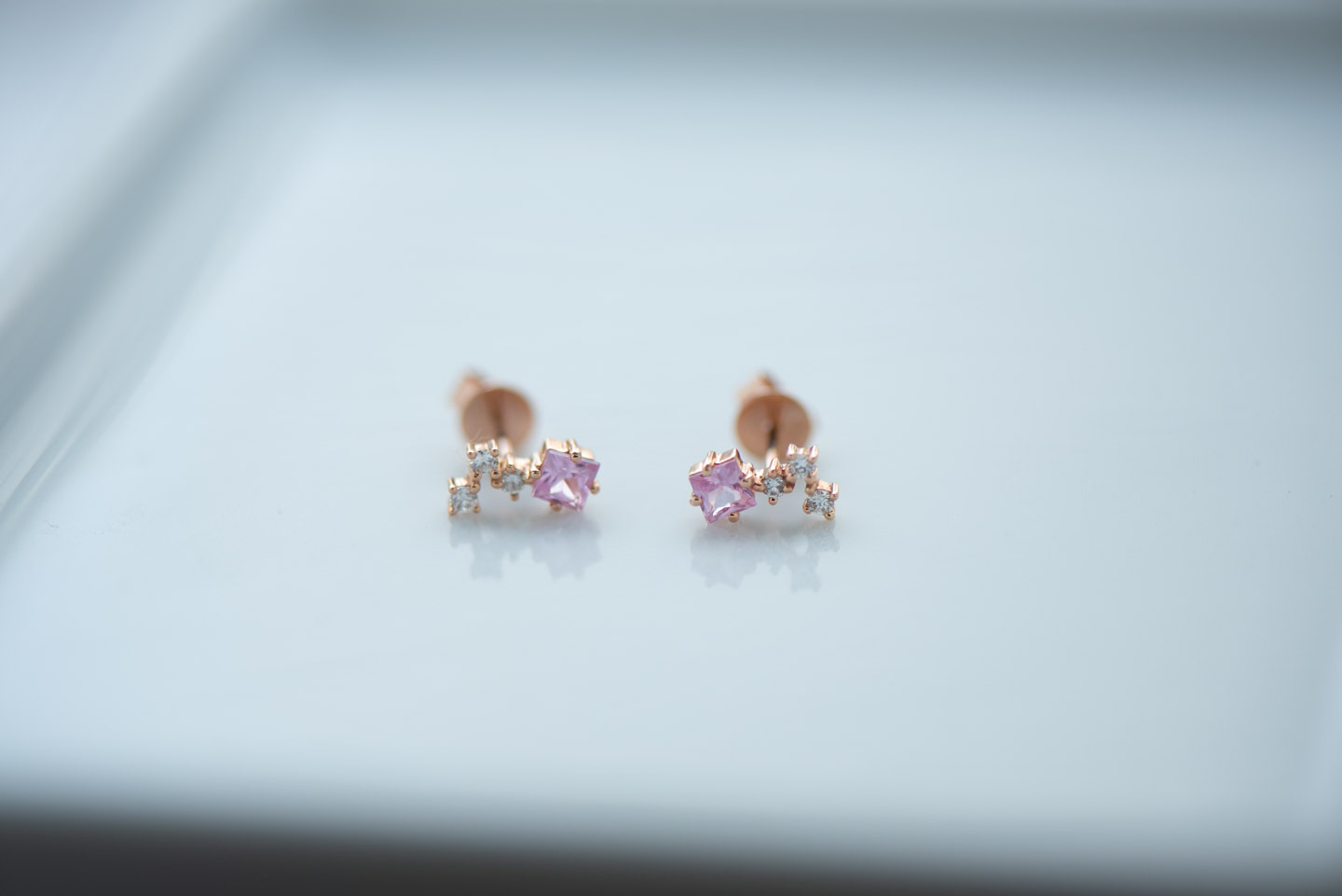 18K Glazio Pink Sapphire Diamond Earring
