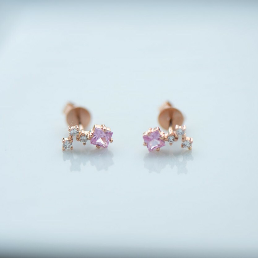 18K Glazio Pink Sapphire Diamond Earring
