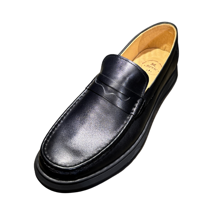 Revic 男裝休閒皮鞋 | OF-48｜黑色便士樂福皮鞋