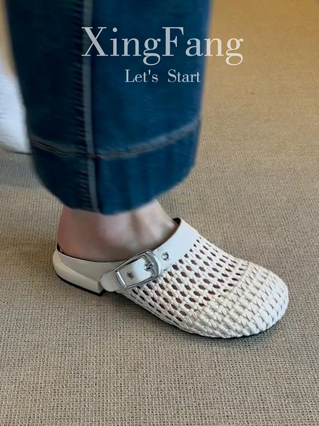 手工感編織包頭鞋