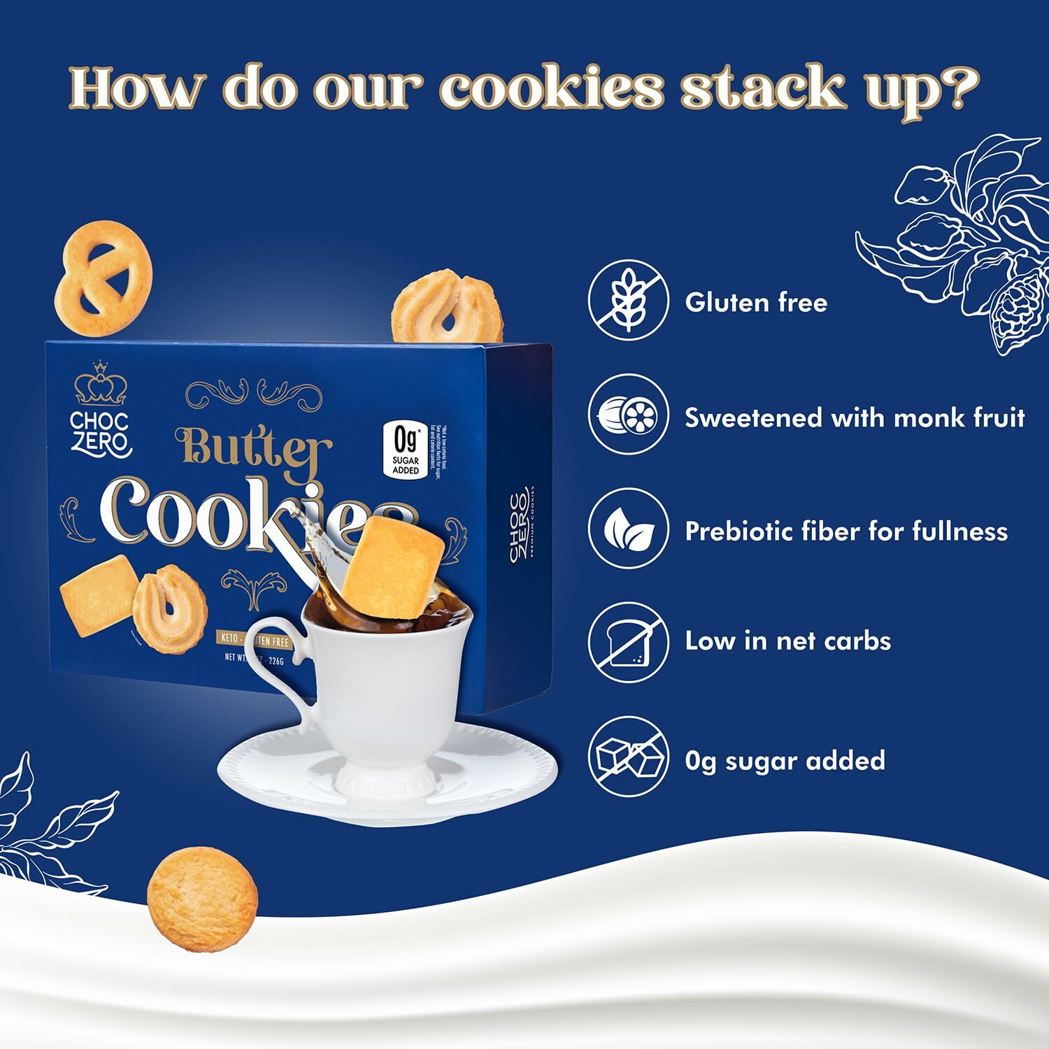 Choczero 低碳丹麥牛油曲奇 226g (盒裝) *無麩質、低糖