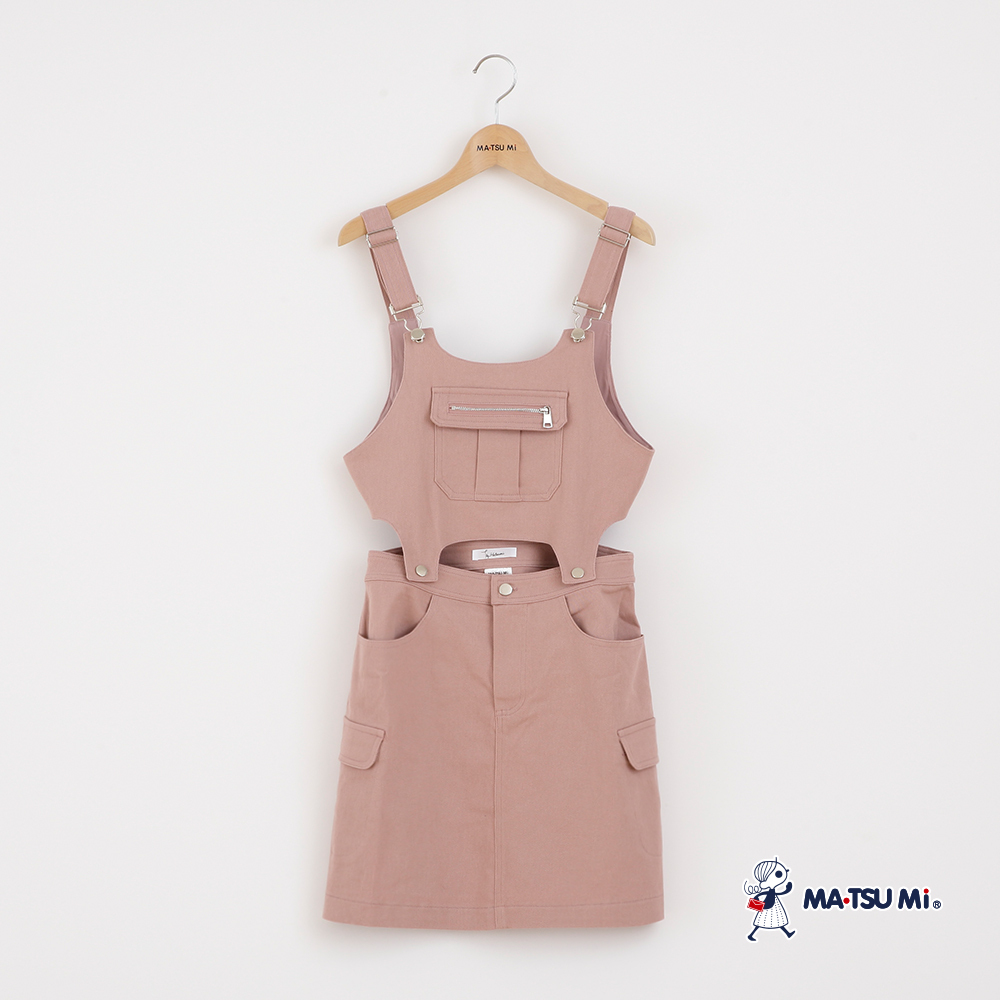 MA‧TSU Mi 工裝2way可拆式背心吊帶裙(粉紅.黑)