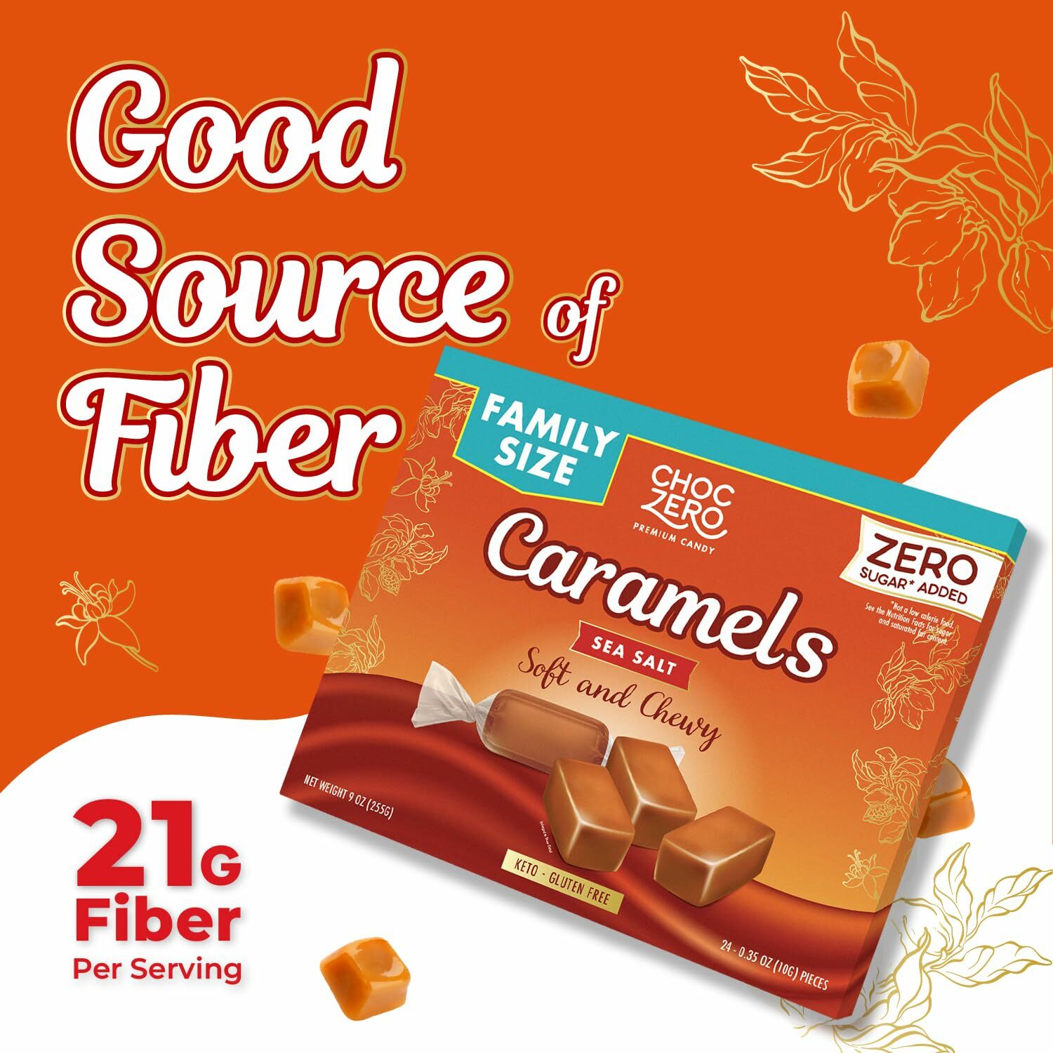 Choczero 無糖海鹽焦糖軟糖 太妃糖/拖肥糖盒裝 255g (產品可能出現出油現象, 但這是正常的現象, 並不影響食用)