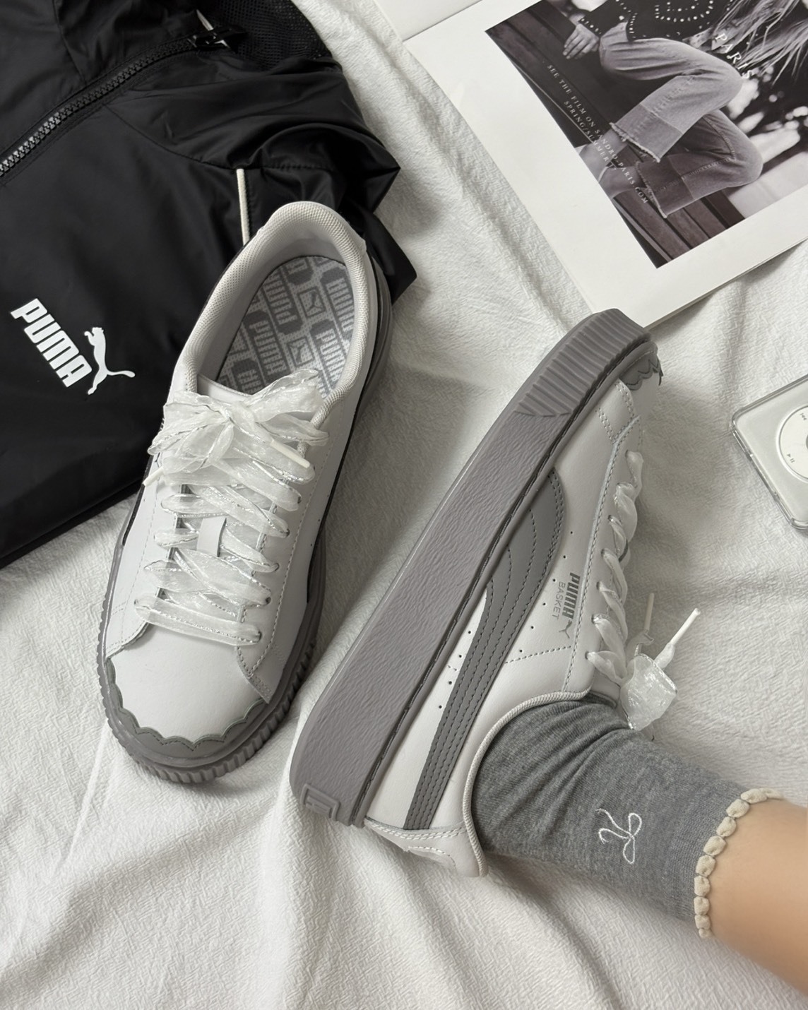 "代購" PUMA Mostro 灰白厚底鞋 蕾絲 女款 404157-01