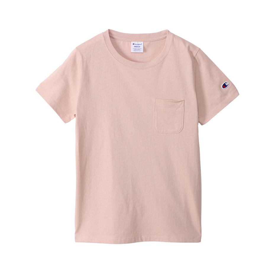 女款-BASIC 經典 休閒 口袋 短袖 T恤-粉紅色（CW-X336-184）