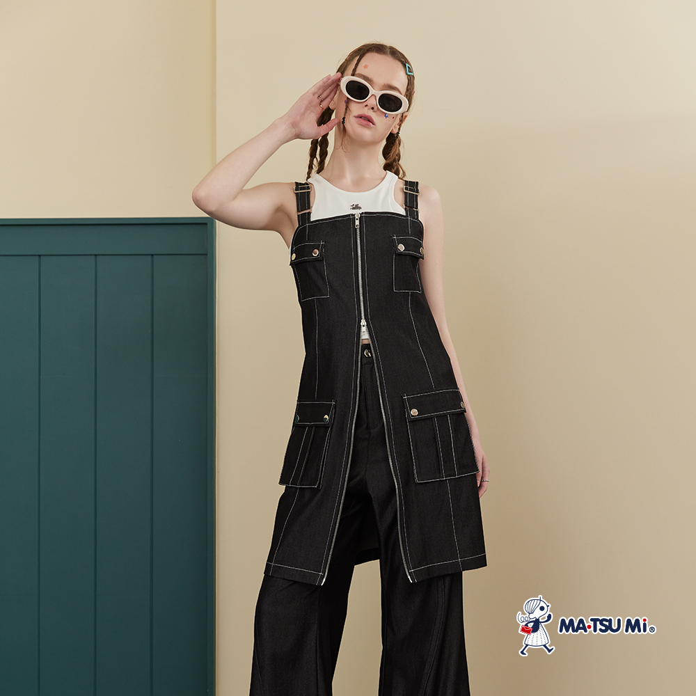 MA‧TSU Mi 舒適品牌logo附胸墊削肩短版背心(白.粉紅)