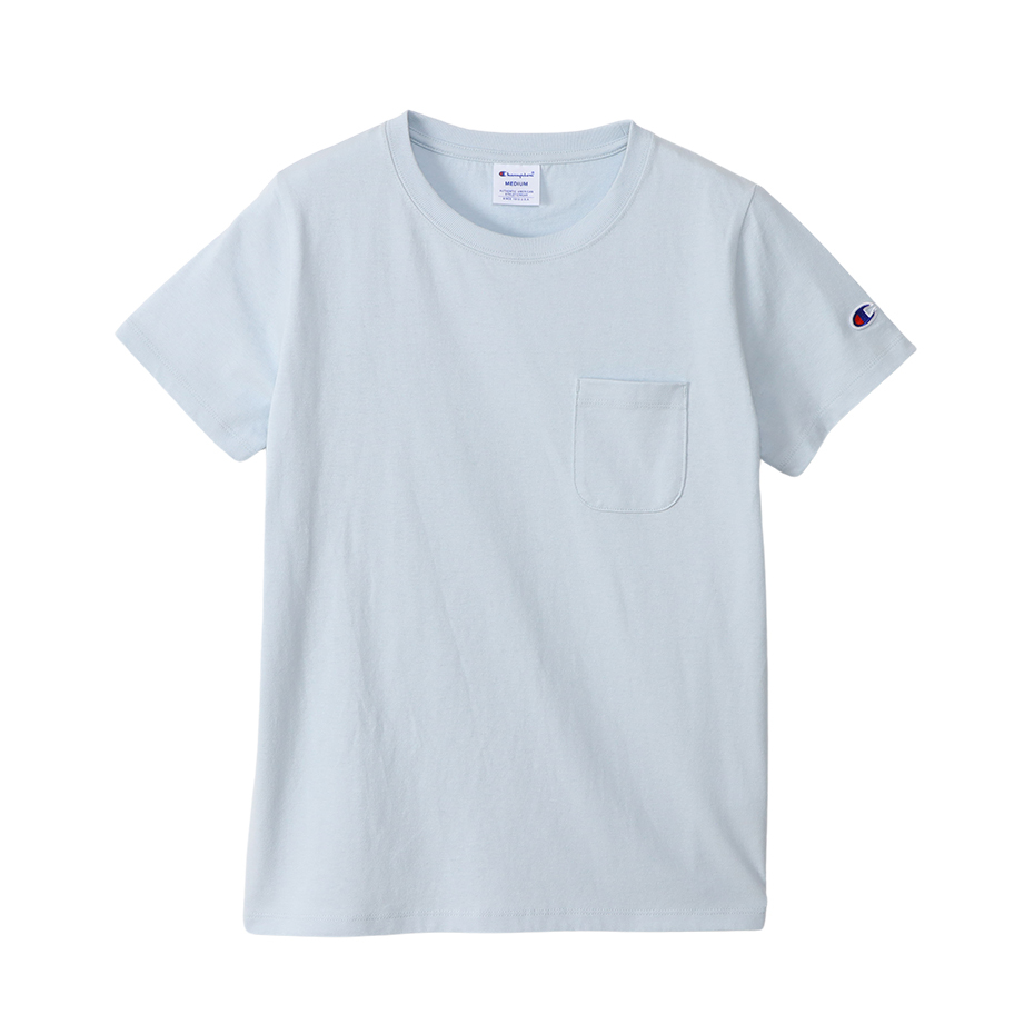 女款-BASIC 經典 休閒 口袋 短袖 T恤-淺藍色（CW-X336-797）