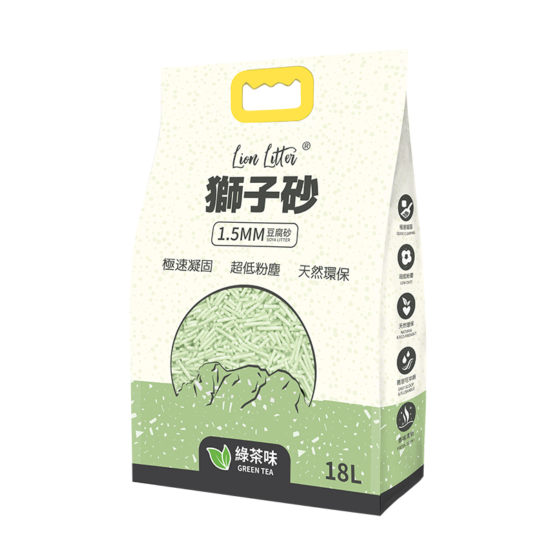 抵用! 🔥 [6包/12包優惠]獅子砂 1.5MM 綠茶味豆腐貓砂18L