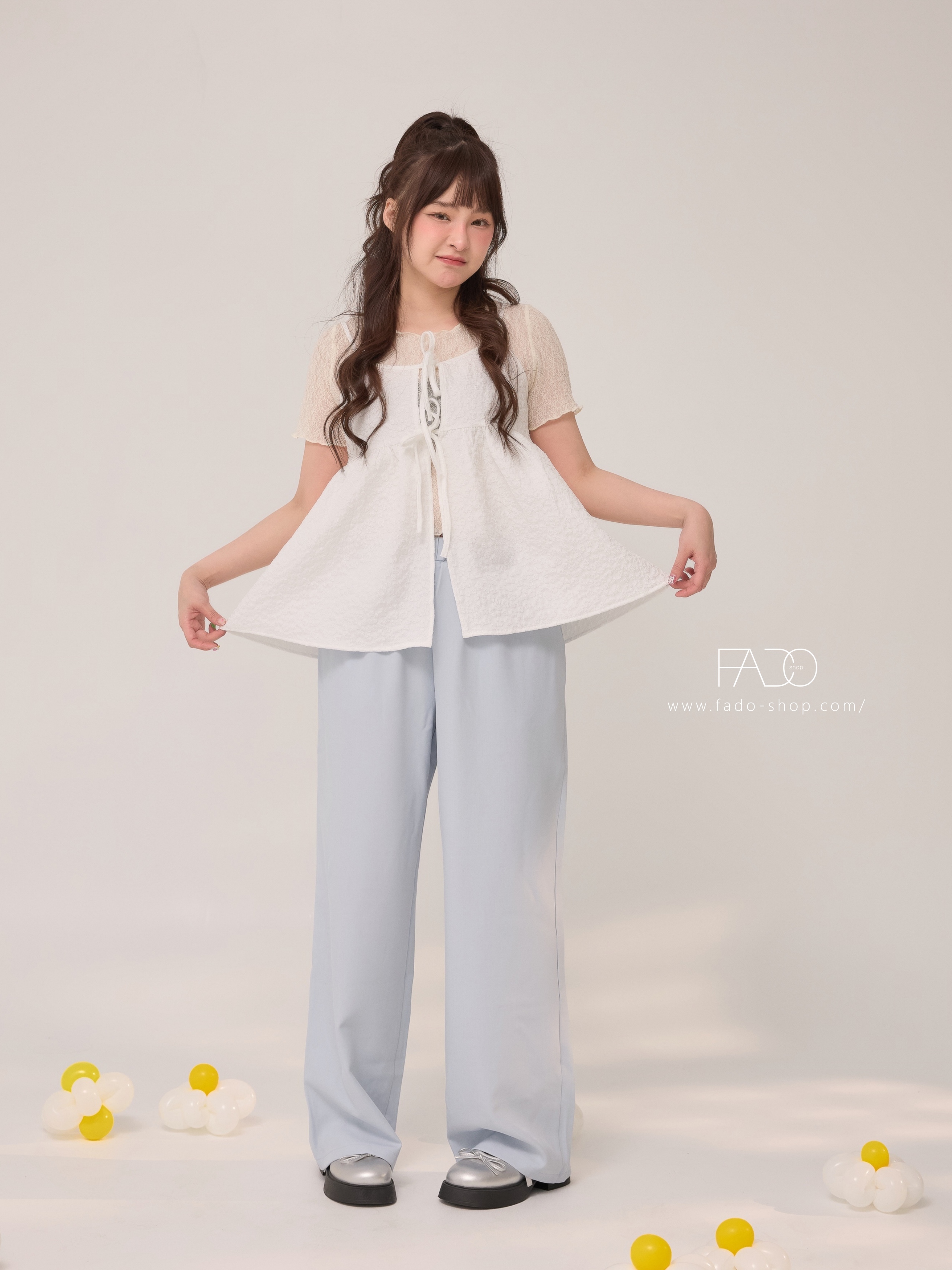 法朵Fado shop｜日系感 / 綁帶花花吊帶細肩背心 1703003