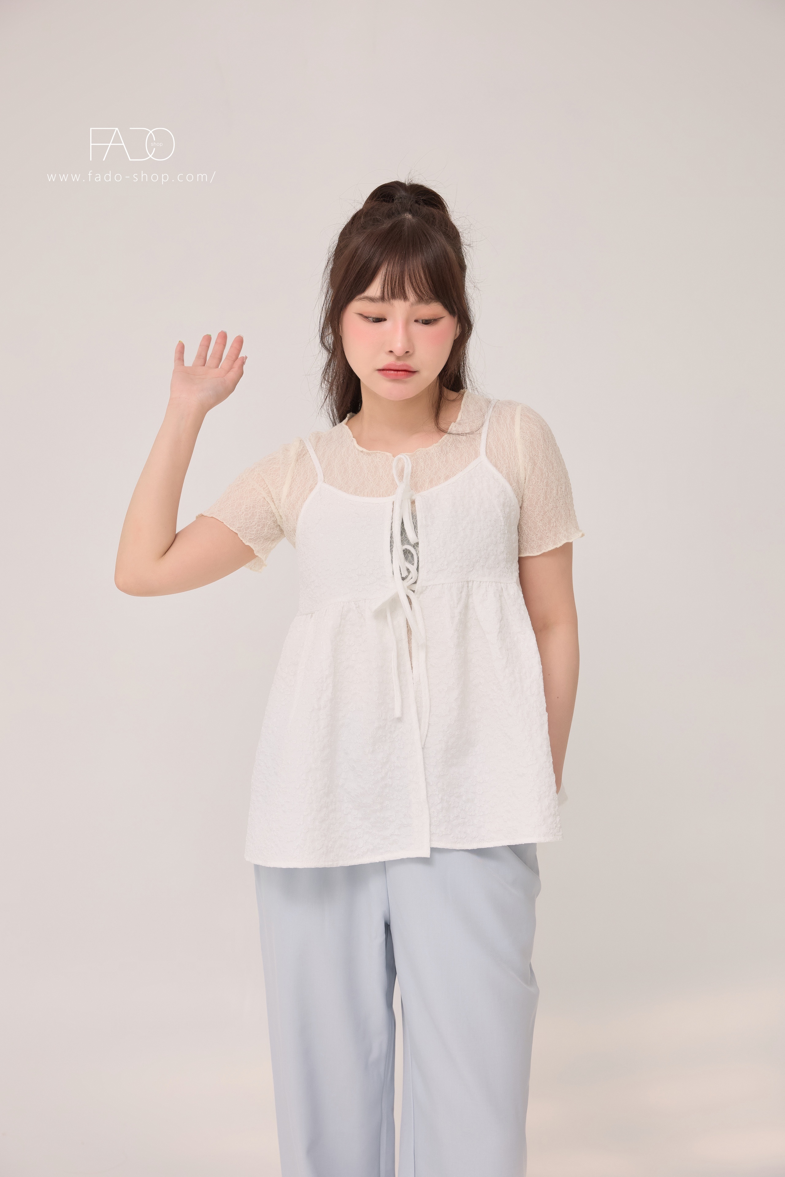 法朵Fado shop｜日系感 / 綁帶花花吊帶細肩背心 1703003