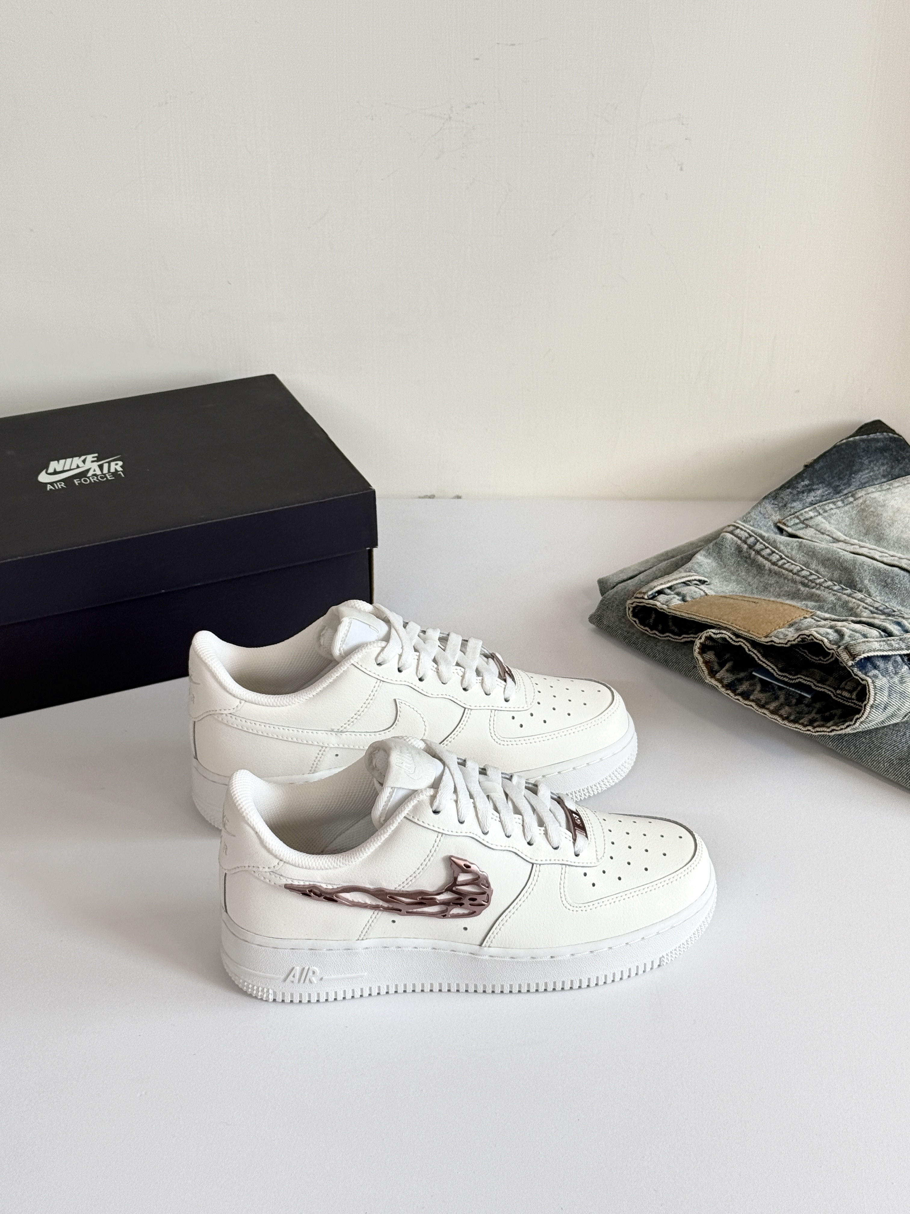 Nike Air Force 1 AF1 液態玫瑰金 液態銀 液態粉 溶解金屬 Y2K 白粉 女鞋 IF1686-161/預購