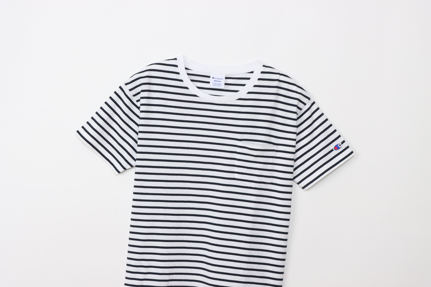 女款 BASIC 條紋 口袋 短TEE(白)