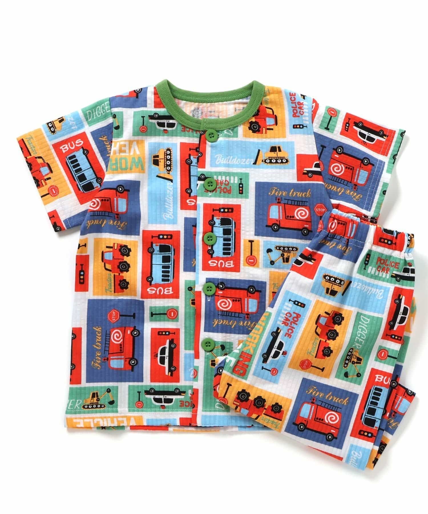 日本BREEZE 可愛車子圖樣 天竺棉居家服套裝 (紅色，130) L258045