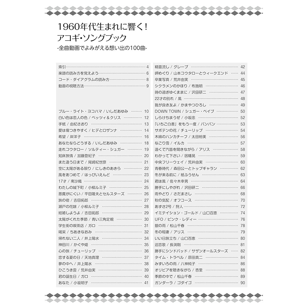 吉他譜 000090 1960年代 100 首令人難忘的歌曲 1960年代生まれに響く！