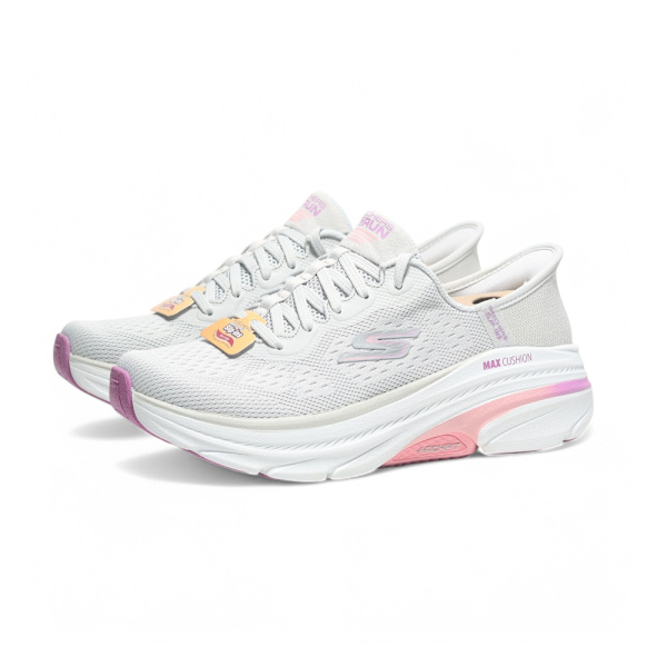 SKECHERS 慢跑鞋 MAX CUSHIONING 灰粉 瞬穿 厚底 女 128947GYPR