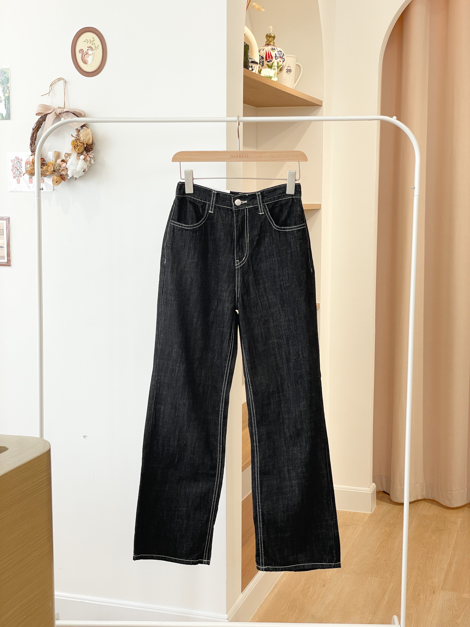 JEAN165 Relax Fit Black Wide Denim Pants