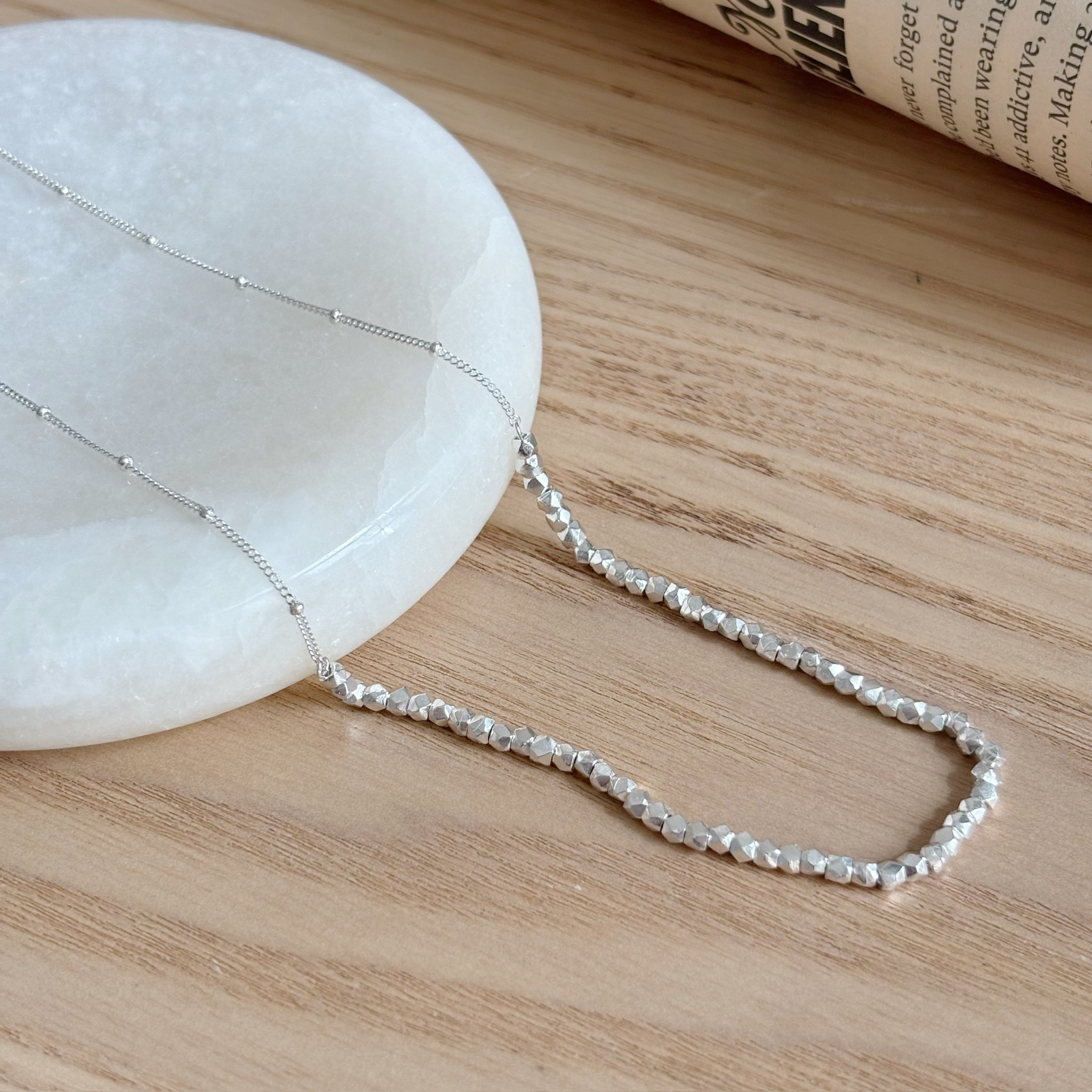 手工銀礦細珠項鍊