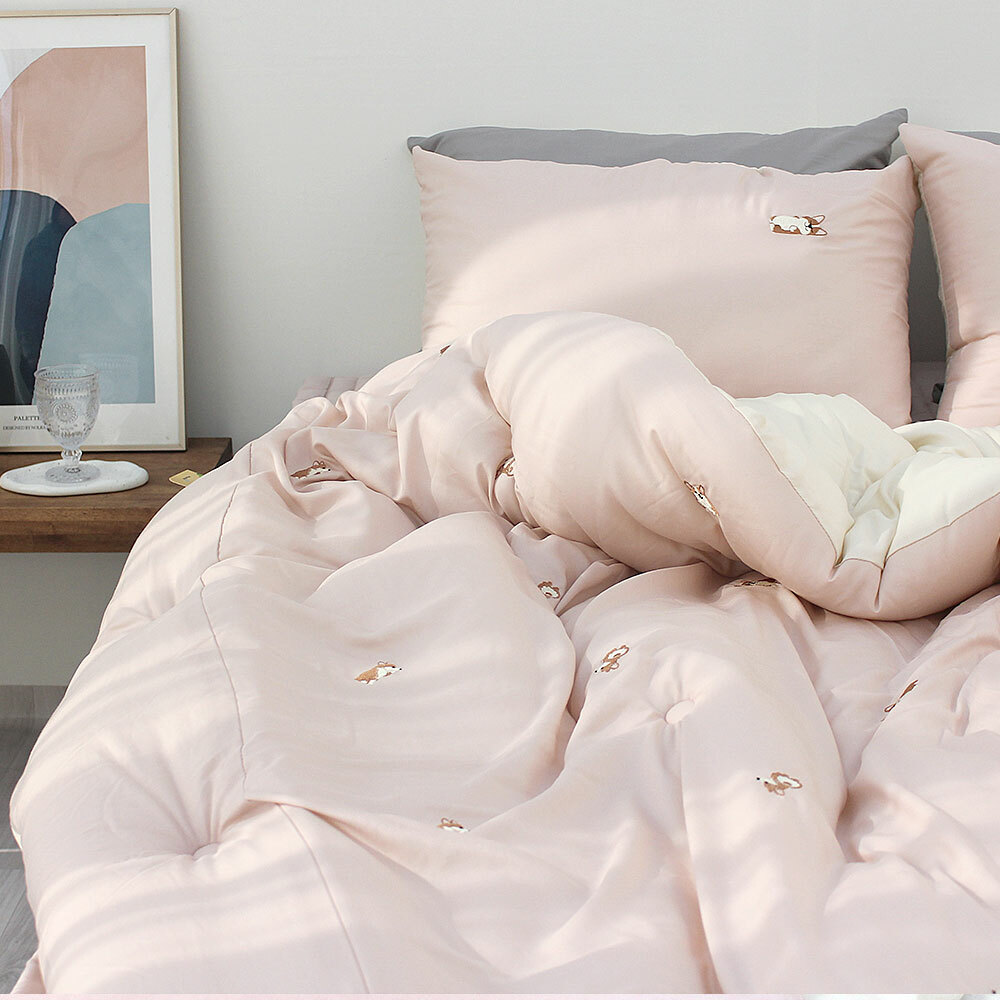 【現貨】☁️100% 韓國自家工廠床品☁️｜柯基天絲莫代爾 (四季被/春夏薄被/枕套)