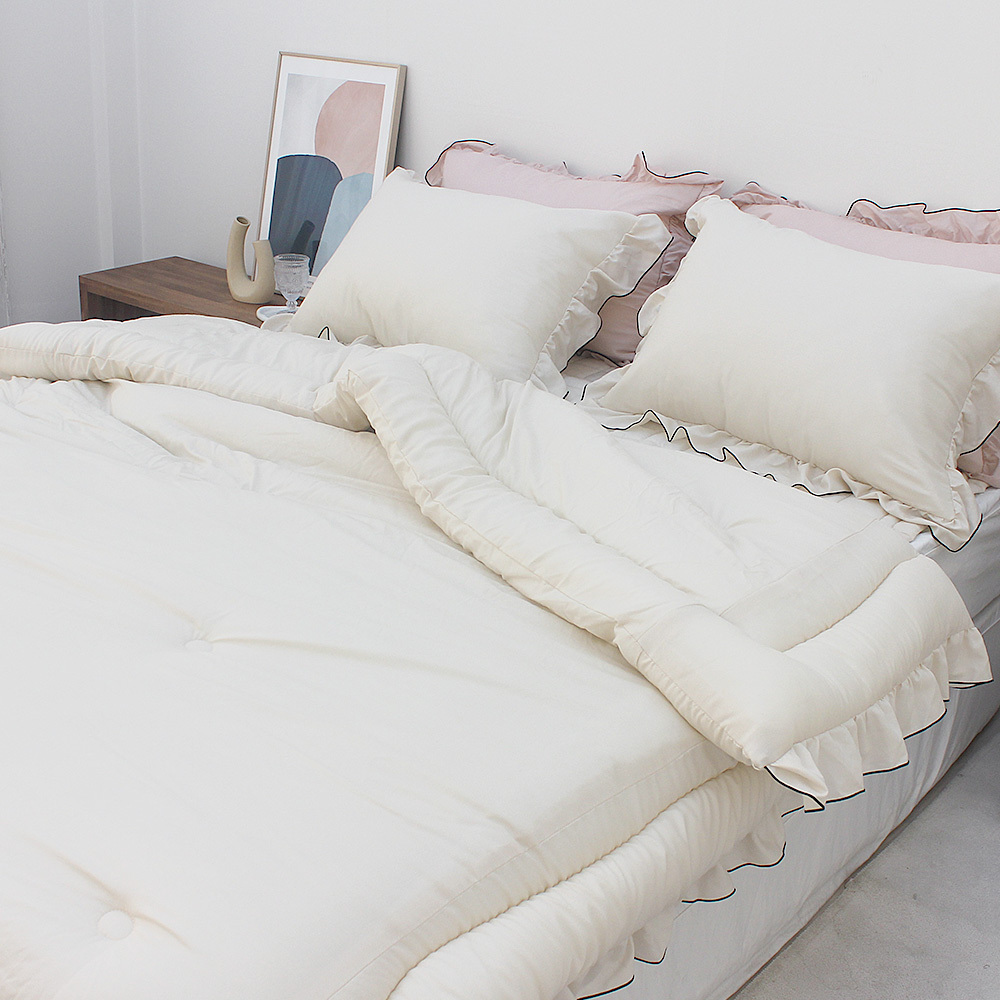 ☁️100% 韓國自家工廠床品☁️｜素面荷葉邊天絲莫代爾 (四季被/春夏薄被/枕套)