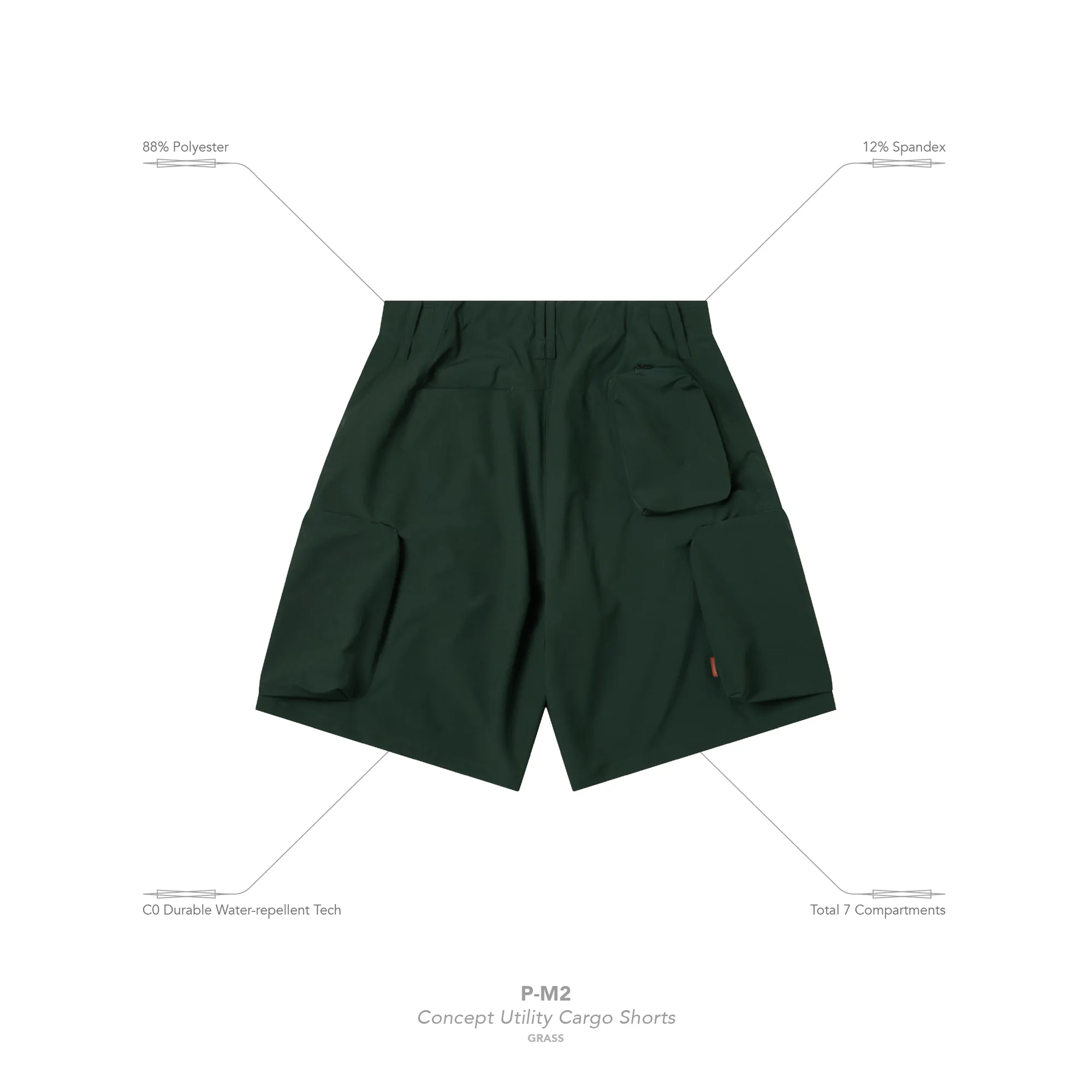 GOOPiMADE “P-M2” Concept Utility Cargo Shorts - Grass