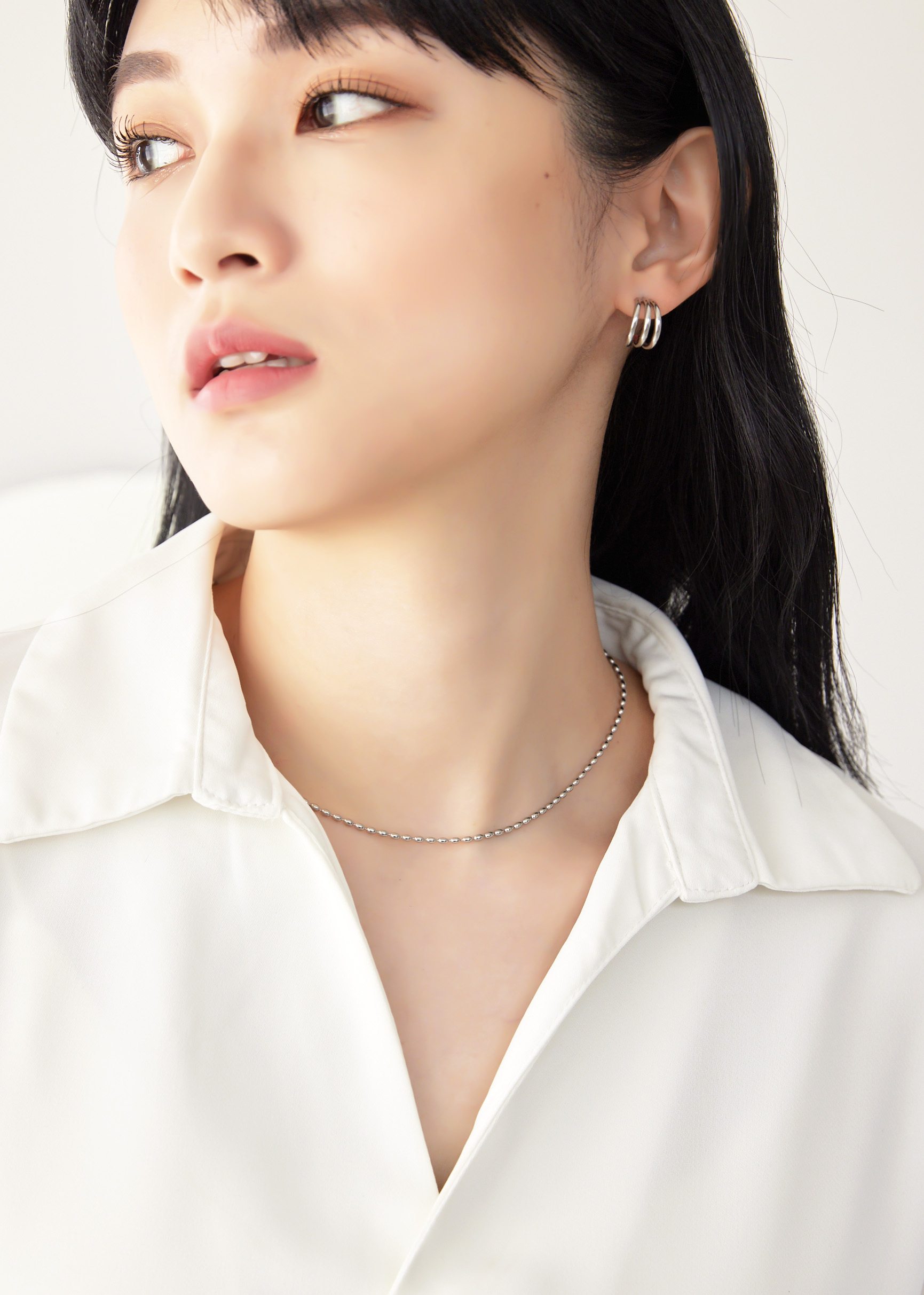 橢圓豆豆 項鍊-銀-醫療鋼