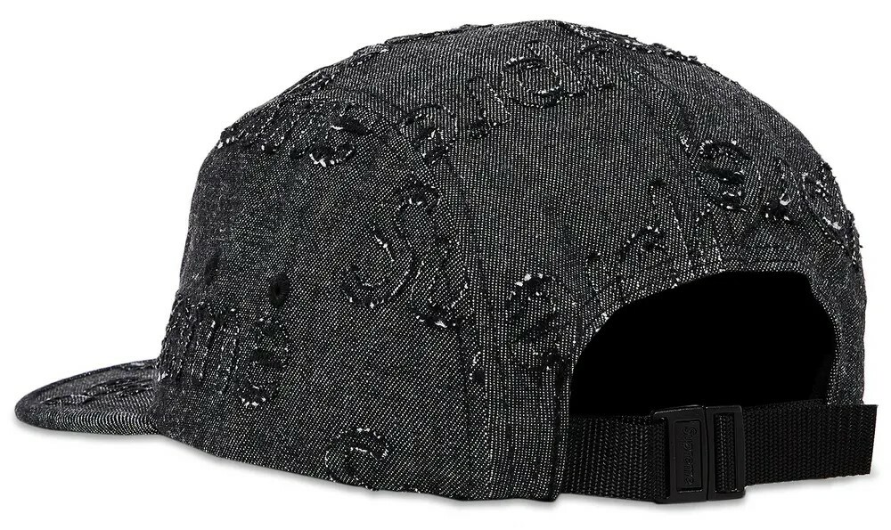 Supreme 五分割 黑牛仔文字 Lasered Denim Cap fw24h25