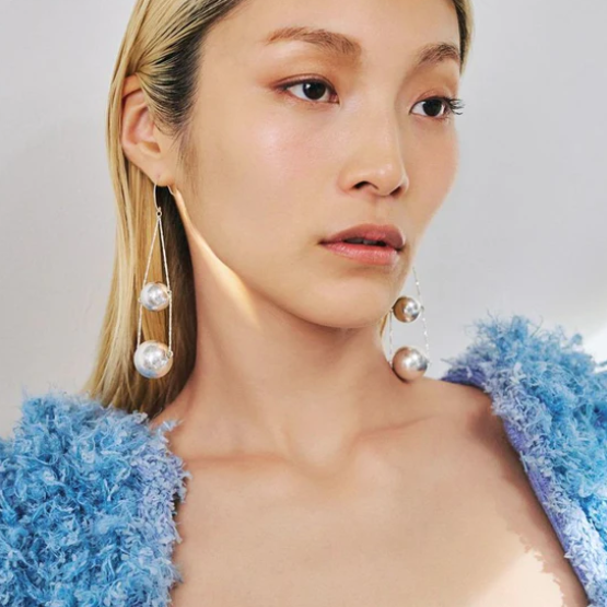 霧面金屬球耳環