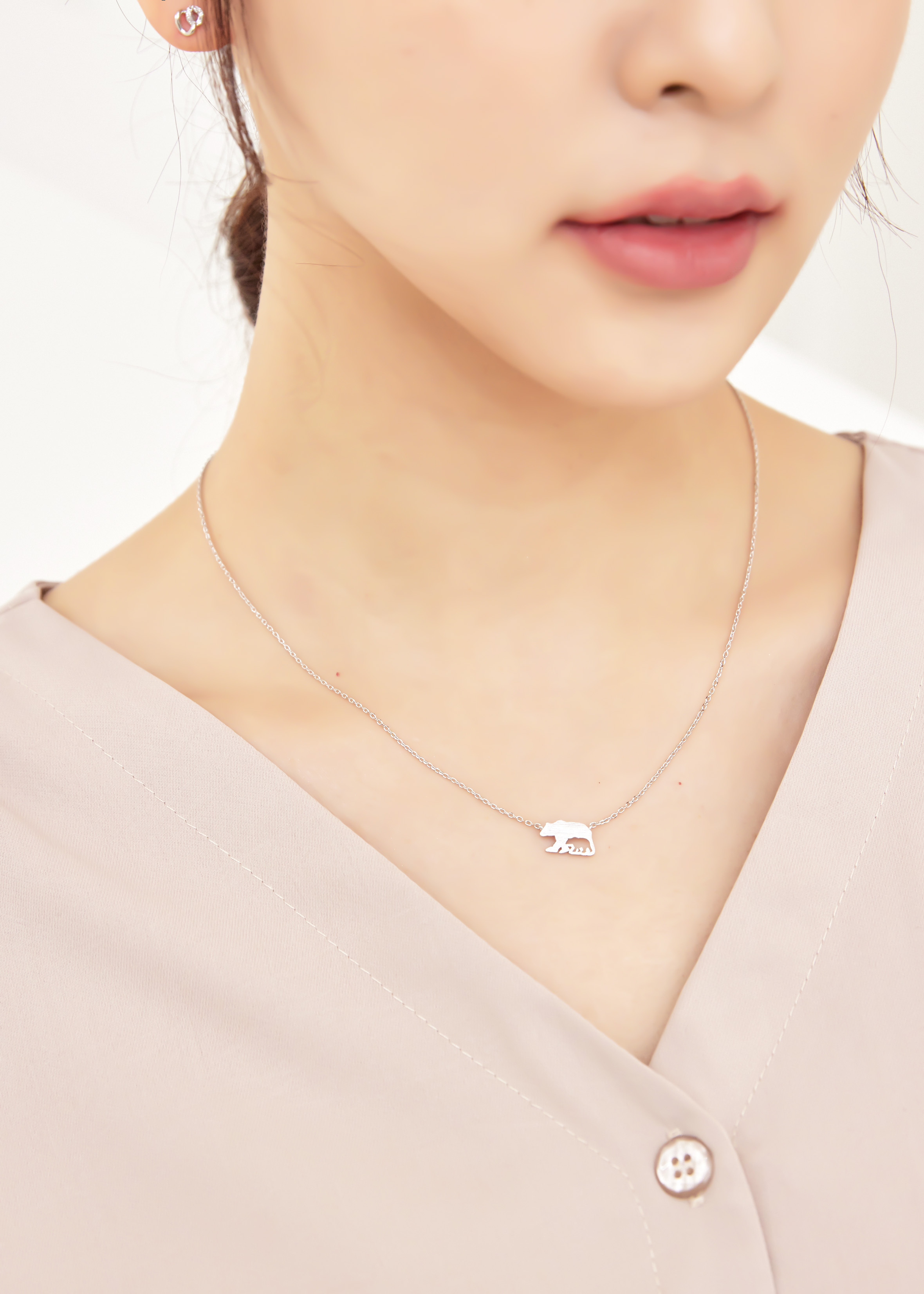 北極熊帶寶寶 項鍊