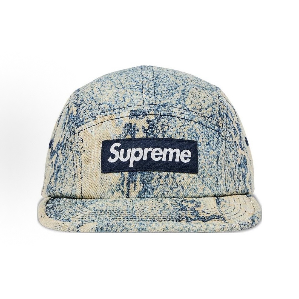 Supreme 五分割 牛仔潑墨 Denim Camp Cap fw24h37